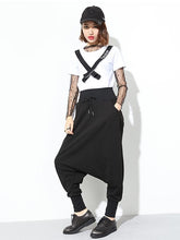 Hip-hop Solid Elastic Waist Harem Pants